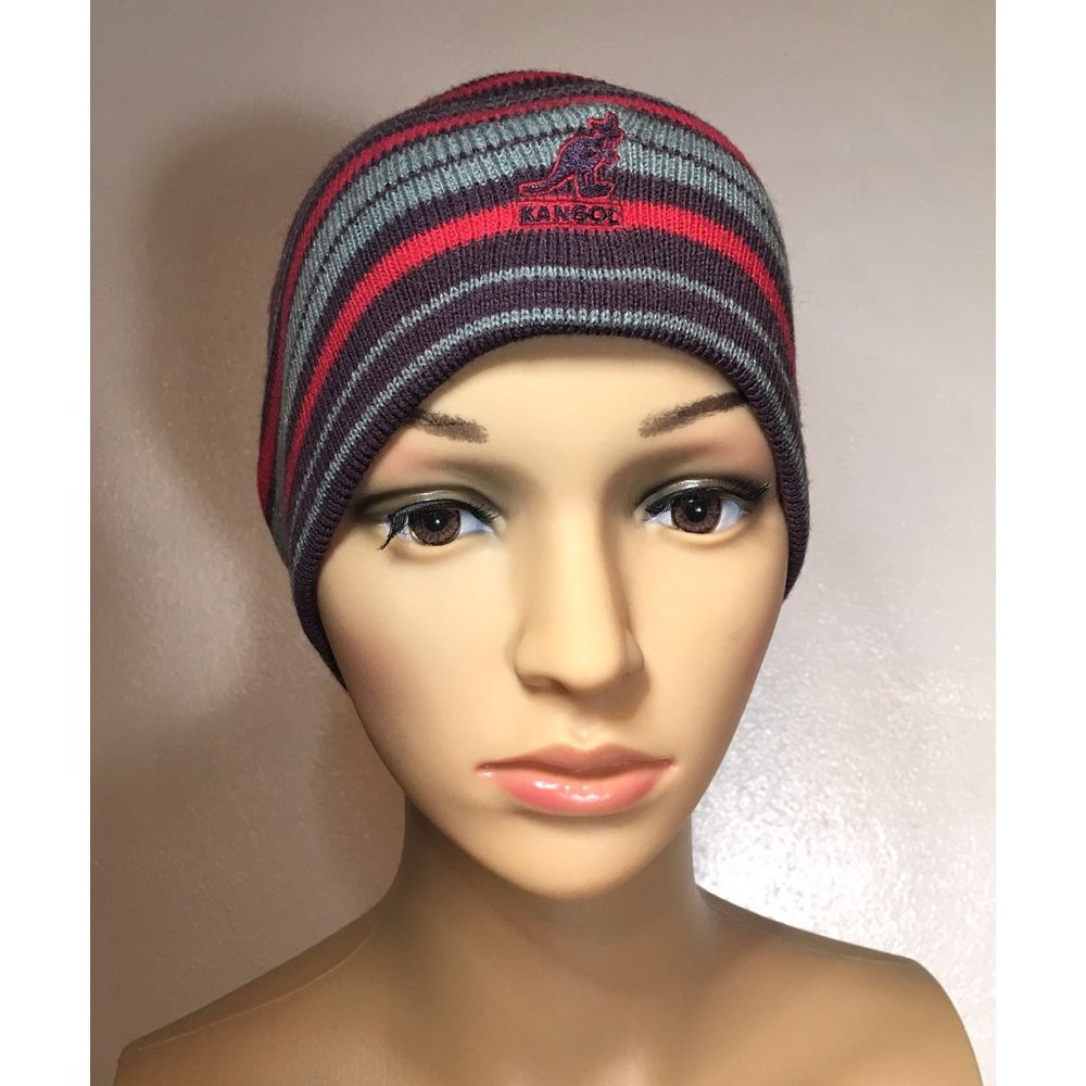 Kangol Knit Beanie Hat - striped - almost vintage